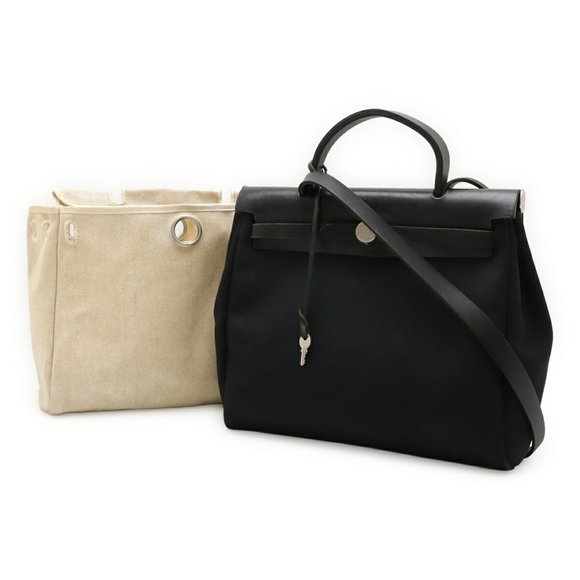 HERMES Hermès Airbag PM Handbag/Shoulder Bag, Toile Officier Leather, Black, ... - Picture 1 of 10